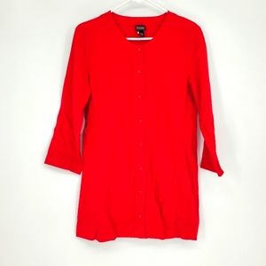 Eileen fisher Red linen blend button up tunic top
